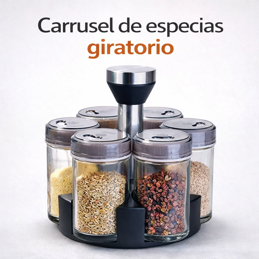 Carrusel de especias giratorio 6 frascos.