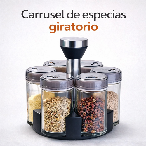 Carrusel de especias giratorio 6 frascos.