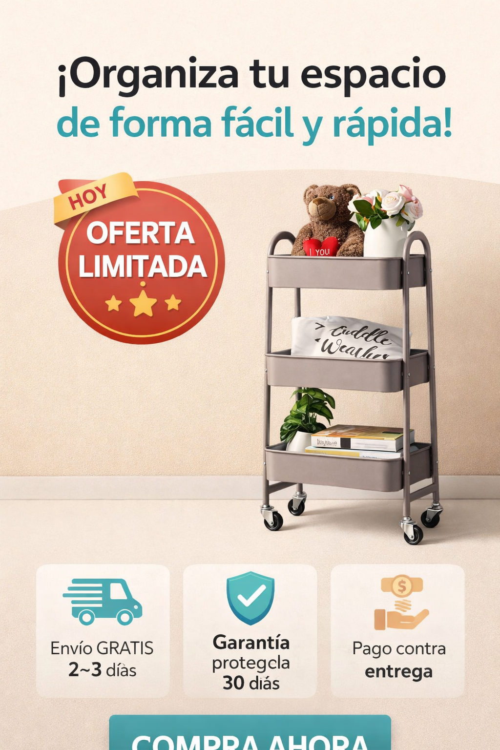 Carrito organizador 3 niveles - ENVIO GRATIS